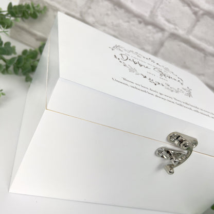 Personalised Wreath White Wooden Engraved Memory Box - 3 Sizes (22cm | 27cm | 30cm)