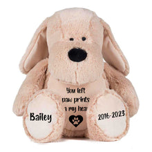 Load image into Gallery viewer, Personalised Pawprints On Our Hearts Ashes  Memorial Dog