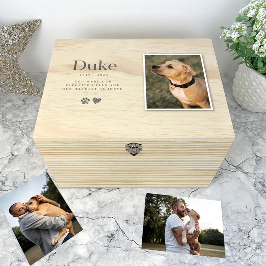 Personalised Sketch Photo Pet Memorial Keepsake Box - 5 Sizes (16cm | 20cm | 26cm | 30cm | 36cm)