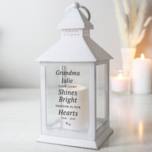 Load image into Gallery viewer, Personalised Memorial Lantern, White, &#39;Forever in our Hearts&#39; Message