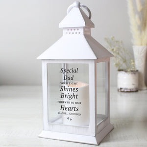 Personalised Memorial Lantern, White, 'Forever in our Hearts' Message