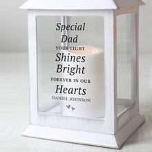 Load image into Gallery viewer, Personalised Memorial Lantern, White, &#39;Forever in our Hearts&#39; Message