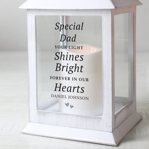 Personalised Memorial Lantern, White, 'Forever in our Hearts' Message
