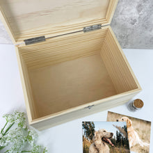Load image into Gallery viewer, Personalised Large Wooden Pet Memorial Photo Memory Box - 4 Sizes (20cm | 26cm | 30cm | 36cm)