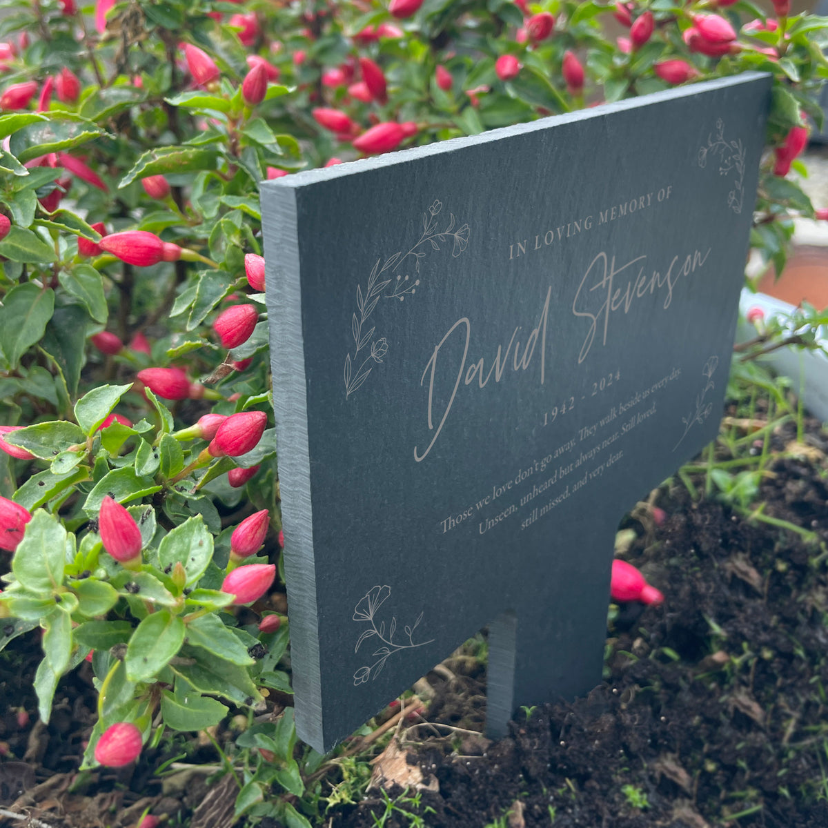 Personalised Large Wreath Memorial Slate Plant Marker
