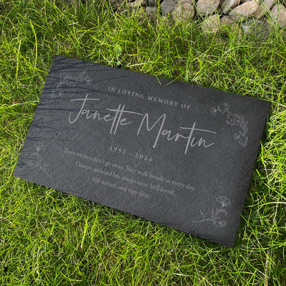 Personalised Wreath Memorial Slate Grave Marker 25 x 15cm