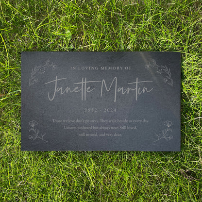 Personalised Wreath Memorial Slate Grave Marker 25 x 15cm