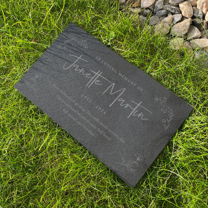 Personalised Wreath Memorial Slate Grave Marker 25 x 15cm