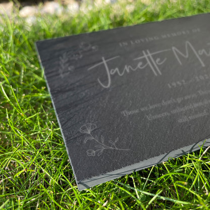 Personalised Wreath Memorial Slate Grave Marker 25 x 15cm