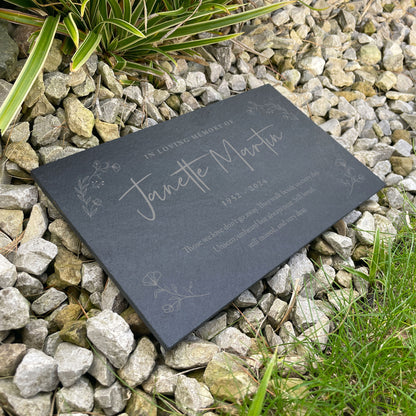 Personalised Wreath Memorial Slate Grave Marker 25 x 15cm