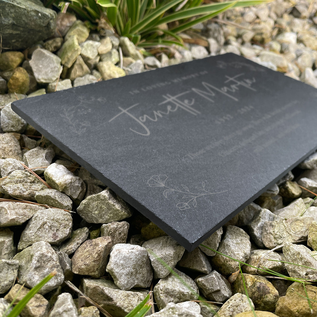 Personalised Wreath Memorial Slate Grave Marker 25 x 15cm