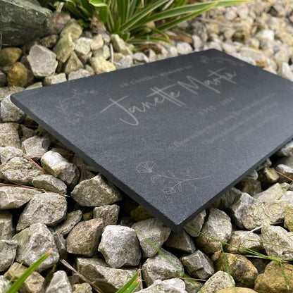 Personalised Wreath Memorial Slate Grave Marker 25 x 15cm