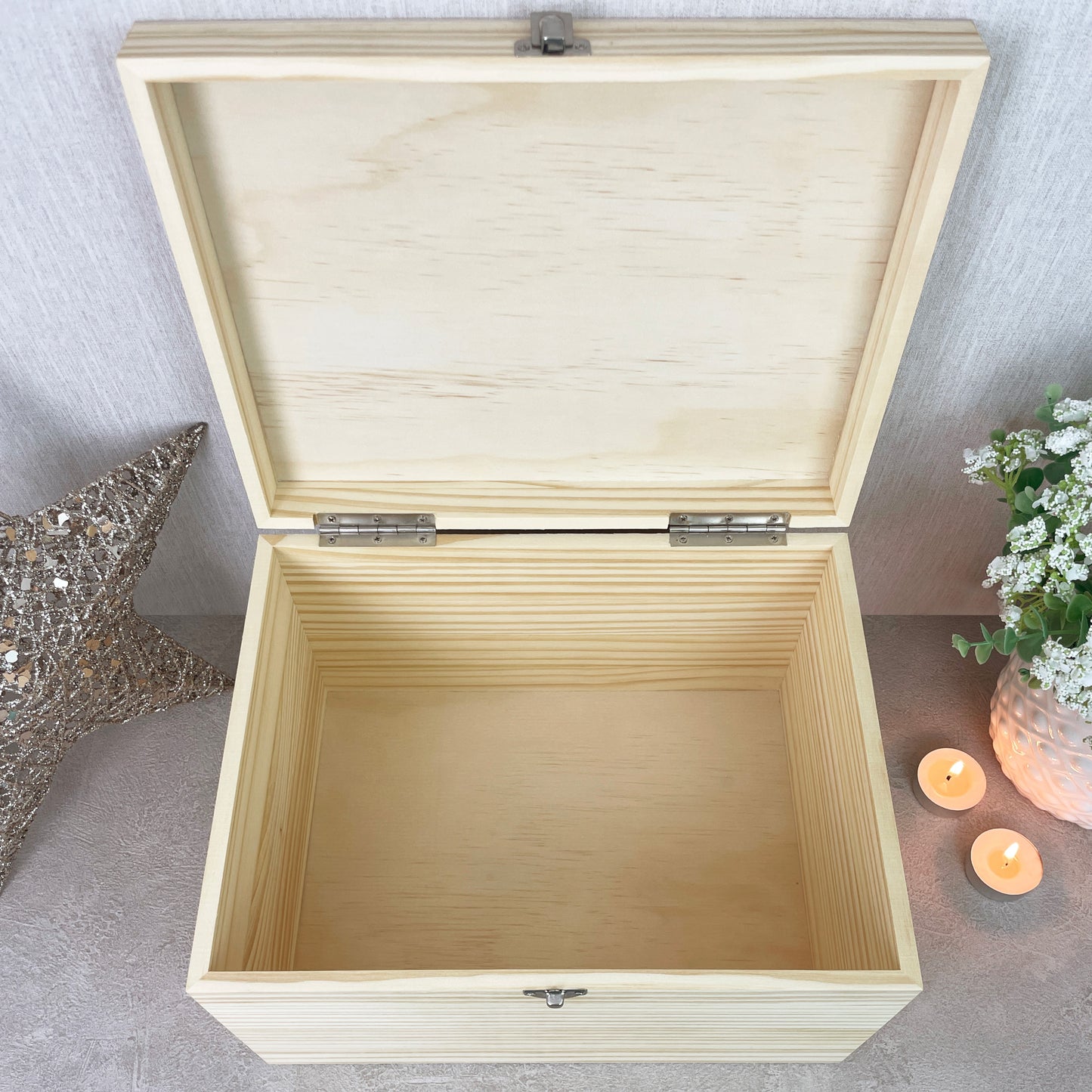 Personalised Pine Wooden Memorial Photo Keepsake Memory Box - 5 Sizes (16cm | 20cm | 26cm | 30cm | 36cm)