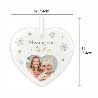 Memorial Photo Ceramic Heart Hanging Decoration + Gift Box