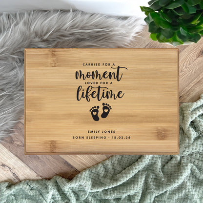 Personalised Bamboo Urn For Cremation Ashes - Angel Baby Design