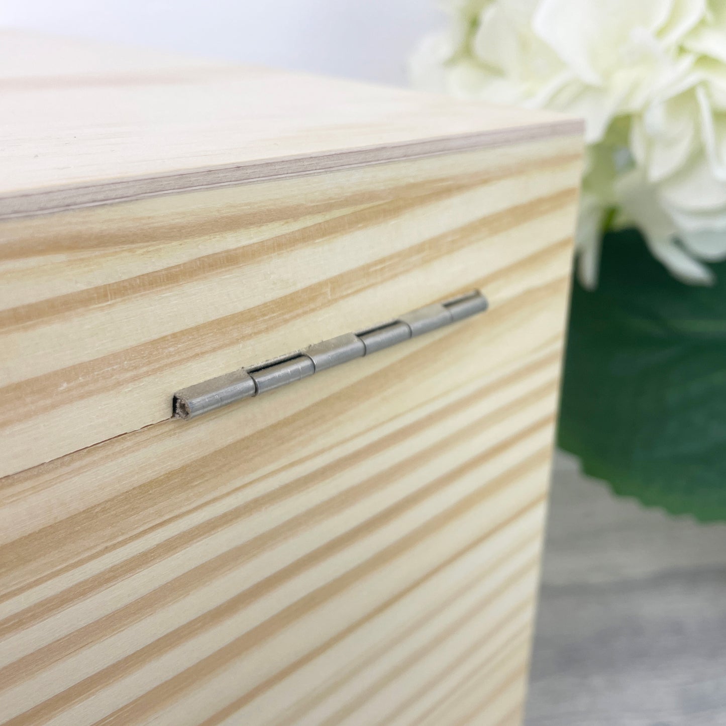 Personalised Floral Pine Wooden Memorial Photo Keepsake Memory Box - 5 Sizes (16cm | 20cm | 26cm | 30cm | 36cm)