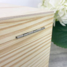 Load image into Gallery viewer, Personalised Pine Wooden Any Message Keepsake Memory Box - 4 Sizes (20cm | 26cm | 30cm | 36cm)