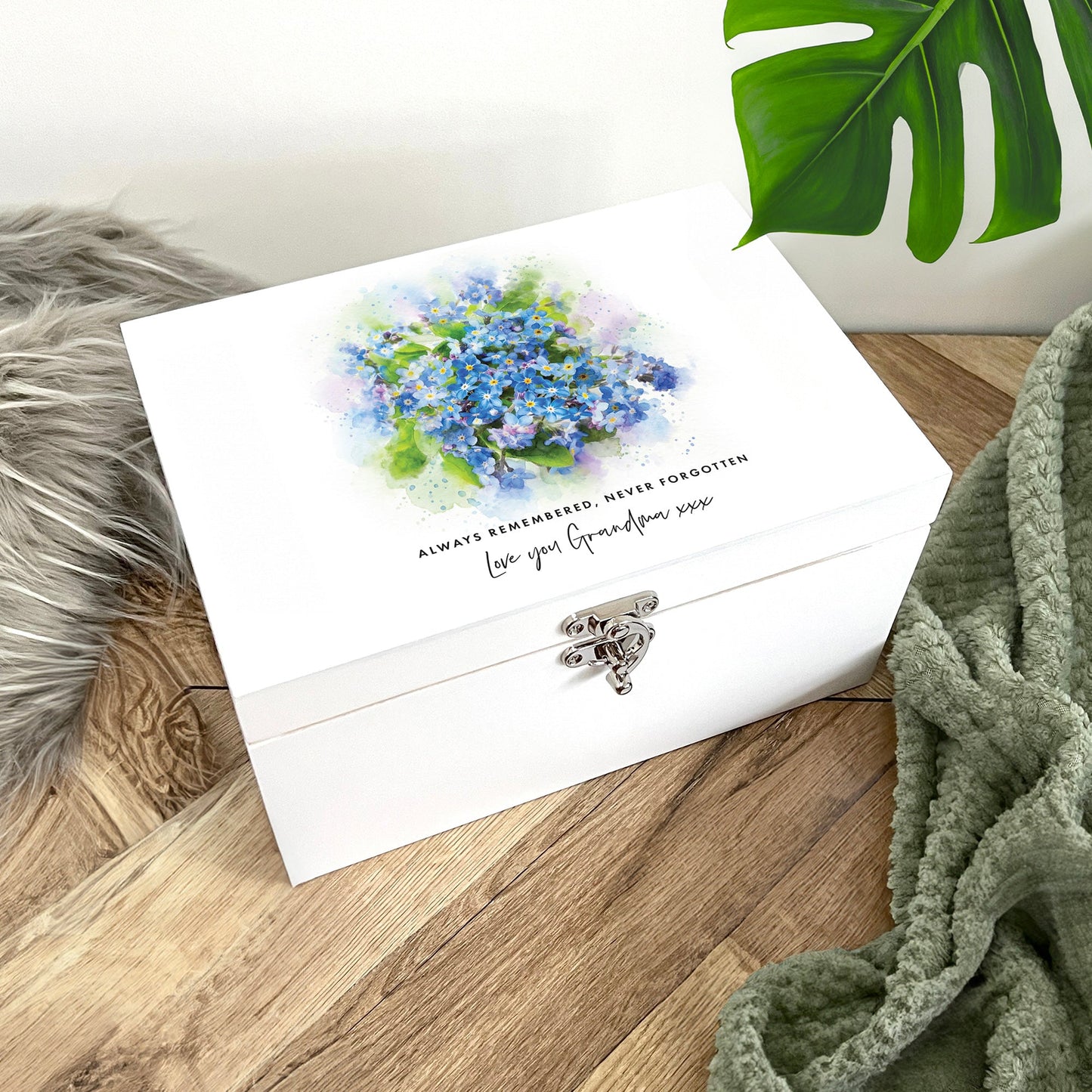 Personalised Forget-Me-Not Memory Box - 3 Sizes (22cm | 27cm | 30cm)