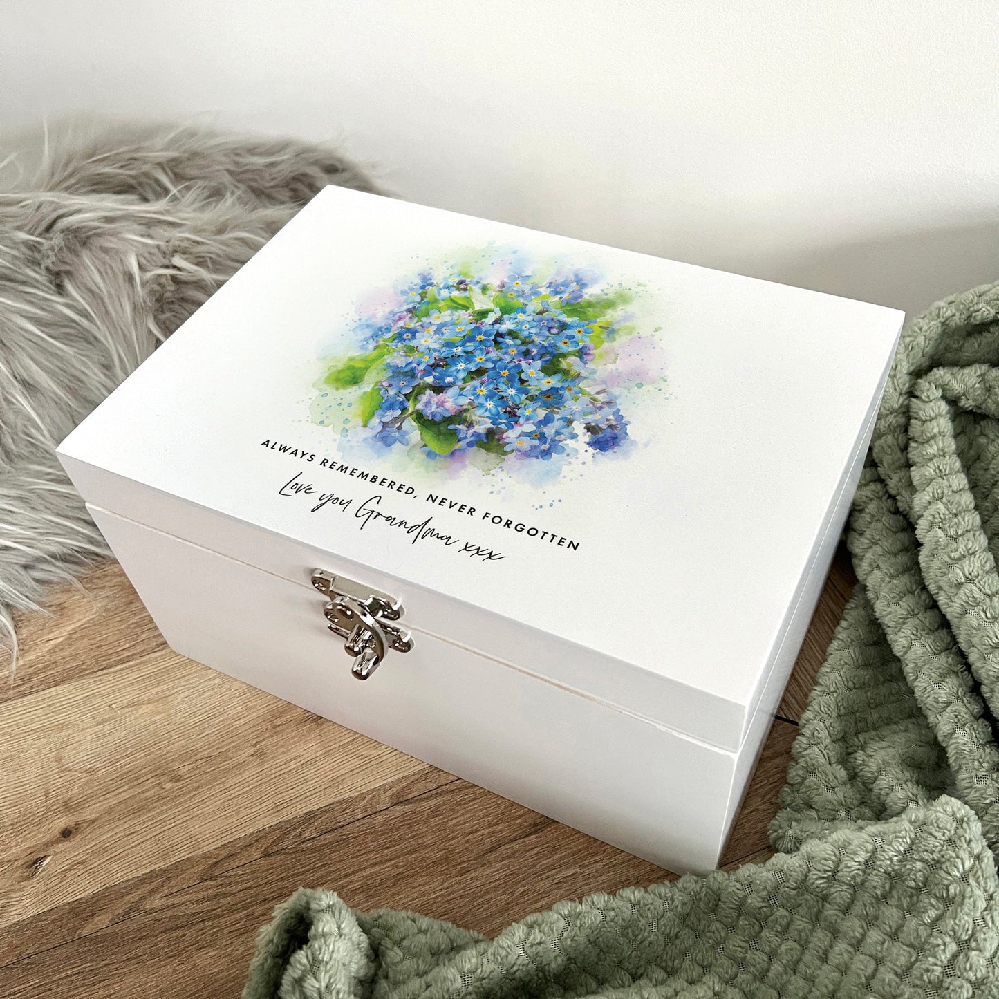 Personalised Forget-Me-Not Memory Box - 3 Sizes (22cm | 27cm | 30cm)