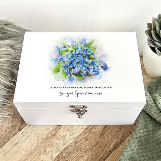 Personalised Forget-Me-Not Memory Box - 3 Sizes (22cm | 27cm | 30cm)