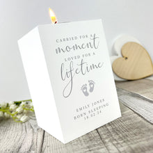 Load image into Gallery viewer, Personalised Angel Baby Memorial White Wooden Photo Tea Light Holder