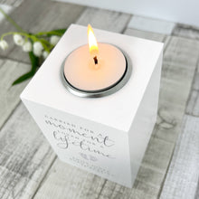 Load image into Gallery viewer, Personalised Angel Baby Memorial White Wooden Photo Tea Light Holder