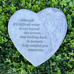You added Large 23cm Memorial Heart Stone with Wing - Although it's difficult today to your cart.