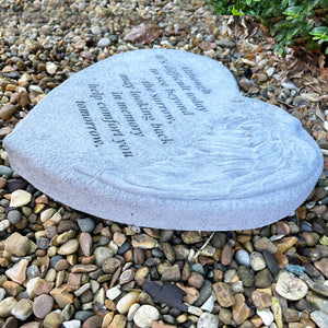 Large 23cm Memorial Heart Stone with Wing - Although it's difficult today