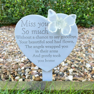 You added Memorial Solar Light Up Heart Stake Plaque - Miss you so much to your cart.