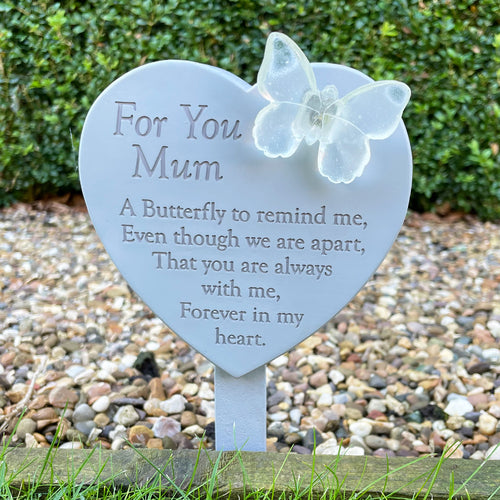 Memorial Solar Light Up Heart Stake Plaque - Mum