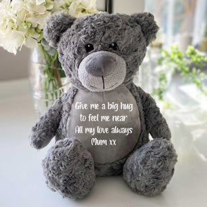Personalised Message 'Comfort Bear' - grey, pink, blue or cream