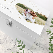 Load image into Gallery viewer, Personalised Square Luxury White Wooden Pet Memorial Photo Memory Box