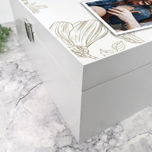 Load image into Gallery viewer, Personalised Luxury Square Floral White Wooden Memorial Photo Memory Box - 2 Sizes