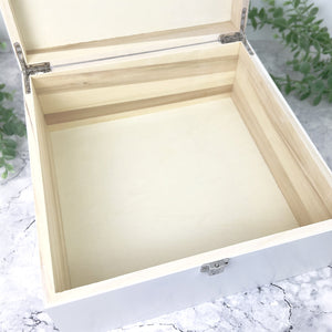 Personalised Luxury Square Floral White Wooden Memorial Photo Memory Box - 2 Sizes