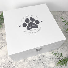 Load image into Gallery viewer, Personalised White Wooden Square Pet Name Memorial Memory Box - 2 Sizes