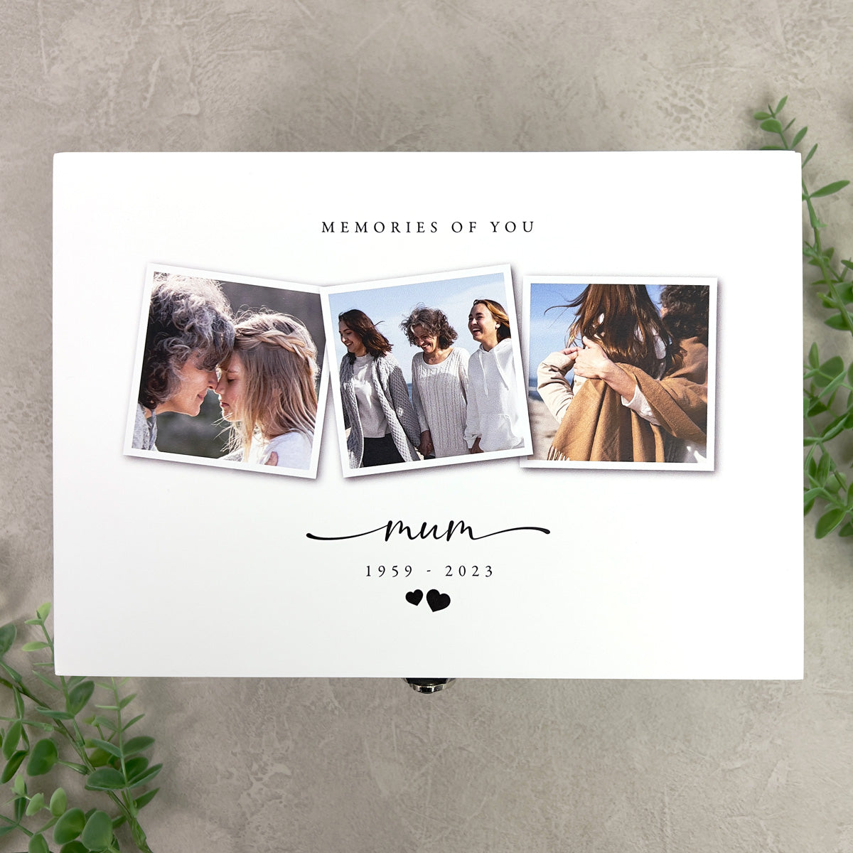Personalised White Wooden Memorial Photo Keepsake Memory Box - 3 Sizes (22cm | 27cm | 30cm)
