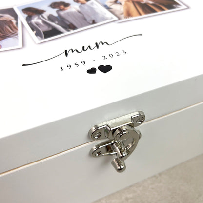 Personalised White Wooden Memorial Photo Keepsake Memory Box - 3 Sizes (22cm | 27cm | 30cm)