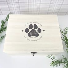 Load image into Gallery viewer, Personalised Large Wooden 34cm Pet Name Memorial Memory Box