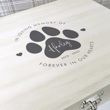 Load image into Gallery viewer, Personalised Large Wooden 34cm Pet Name Memorial Memory Box