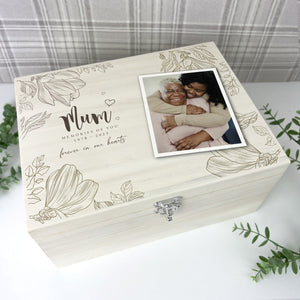 You added Personalised Luxury 34cm Floral Wooden Memorial Photo Keepsake Memory Box to your cart.