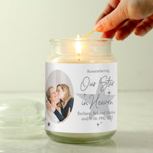 Load image into Gallery viewer, Personalised &quot;Our Star In Heaven&quot; Photo Upload Large Scented Jar Candle