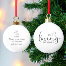 Load image into Gallery viewer, Personalised &#39;In Loving Memory Bauble with Dove Design&#39;