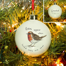 Load image into Gallery viewer, Personalised Robin In Memory Bauble