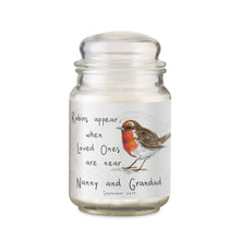 Load image into Gallery viewer, Personalised Robins Appear Large Scented Vanilla Candle