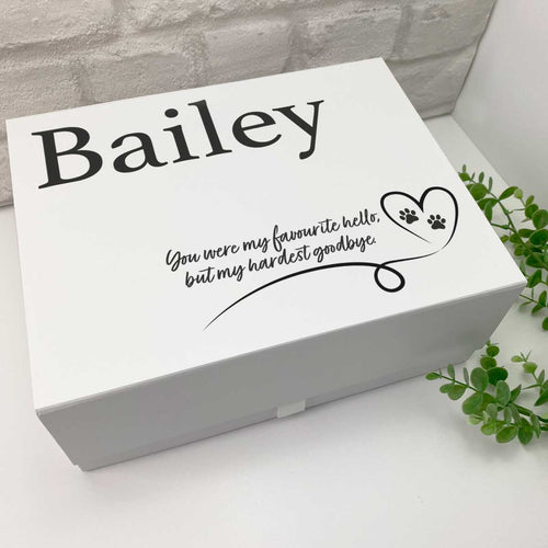 Personalised Pet 'Hardest Goodbye' Memorial Keepsake Memory Box (White, Grey, Kraft, Black)