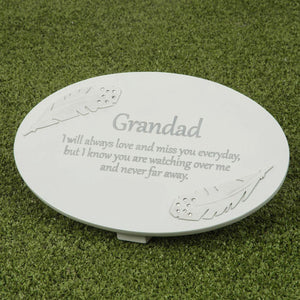 Cream Oval Resin Memorial Plaque - Grandad