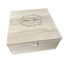 Load image into Gallery viewer, Personalised Luxury Square 28cm Wooden Wreath Keepsake Memory Box