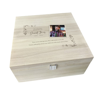 Personalised Luxury Square Wooden 28cm One Photo Keepsake Memory Box