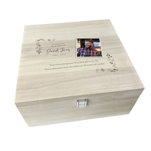 Load image into Gallery viewer, Personalised Luxury Square Wooden 28cm One Photo Keepsake Memory Box