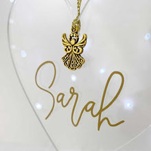 Load image into Gallery viewer, Personalised Clear Acrylic Heart With Angel Pendant